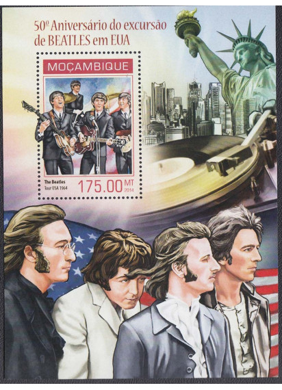 2014 - MOZAMBICO The Beatles foglietto nuovo 50 Anniv. Fds